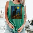 Van Gogh Starry Night Art Cat And Book Lovers Comfort Colors Tank Top Violet Van Gogh Starry Night Art Cat And Book Lovers Comfort Colors Tank Top Violet