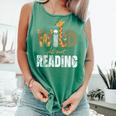 Wild About Reading Books Animal Theme Bookworm Library Day Comfort Colors Tank Top Violet