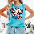 Adorable Book Lover Axolotl With Reading Glasses Cute Comfort Colors Tank Top Light Green Adorable Book Lover Axolotl With Reading Glasses Cute Comfort Colors Tank Top Light Green