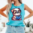 Adorable Book Lover Bulldog With Reading Glasses Cute Raglan Baseball Tee Comfort Colors Tank Top Light Green