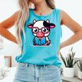 Adorable Book Lover Cow With Reading Glasses Cute Comfort Colors Tank Top Light Green Adorable Book Lover Cow With Reading Glasses Cute Comfort Colors Tank Top Light Green