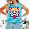 Adorable Book Lover Persian Cat With Reading Glasses Cute Comfort Colors Tank Top Light Green