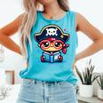 Adorable Book Lover Pirate With Reading Glasses Cute Comfort Colors Tank Top Light Green