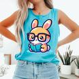 Adorable Book Lover Rabbit With Reading Glasses Cute Premium Comfort Colors Tank Top Light Green
