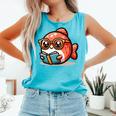 Adorable Book Lover Salmon With Reading Glasses Cute Comfort Colors Tank Top Light Green
