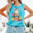 Adorable Donkey With Heart Sitting On Colorful Book Stack Comfort Colors Tank Top Light Green