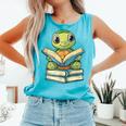 Adorable Turtle Reading Books Comfort Colors Tank Top Light Green Adorable Turtle Reading Books Comfort Colors Tank Top Light Green