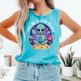 Alien Reader Reading Teacher Librarian Book Lover Comfort Colors Tank Top Light Green