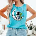 Astronaut Reading Book To Alien Moon Space Astronomy Comfort Colors Tank Top Light Green