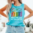 Awesome Like My Daughter Books Floral Proud Mom Women Comfort Colors Tank Top Light Green