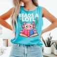 Axolotl Books Readsalotl Reading Bookworm Boys Girls Comfort Colors Tank Top Light Green