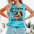 Basset Hound Dog Breed Life Is Better With Books And a For Men Women Girls Kids Comfort Colors Tank Top Light Green