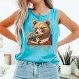 Bear Reading Book Glasses Library Zoo Teacher School Animal Comfort Colors Tank Top Light Green Bear Reading Book Glasses Library Zoo Teacher School Animal Comfort Colors Tank Top Light Green