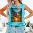 Bigfoot And Alien Reading Books Campfire Halloween Comfort Colors Tank Top Light Green