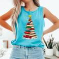 Book Christmas Tree Book Lover Teacher Librarian Comfort Colors Tank Top Light Green