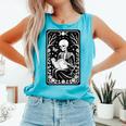 Book Lover The Reader Tarot Card Skeleton Reading Comfort Colors Tank Top Light Green