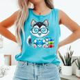 Book Lover Reading Husky Dog Comfort Colors Tank Top Light Green