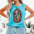 Book Lover Skeleton Reading With Dia De Los Muertos Flowers Comfort Colors Tank Top Light Green Book Lover Skeleton Reading With Dia De Los Muertos Flowers Comfort Colors Tank Top Light Green