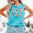 Book Lover Teacher Snowman Reading Books Christmas Winter Comfort Colors Tank Top Light Green