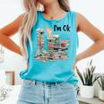 Book Lovers Bookworm Book Nerd I'm Ok Teacher School Comfort Colors Tank Top Light Green