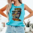 Book Women Graphic Art Colorful Eyes Comfort Colors Tank Top Light Green