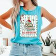 All Booked For Christmas Book Xmas Tree Coquette Bow Lights Comfort Colors Tank Top Light Green