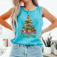All Booked For Christmas Reading Books Librarian Holiday Comfort Colors Tank Top Light Green