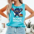 Books Ninja Read Reading Librarian Book Toddler Boys Kids Comfort Colors Tank Top Light Green