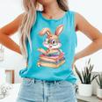 Bunny Rabbit Reading Books Rabbit Books Bunny Reader Comfort Colors Tank Top Light Green