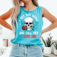 I Buy Her Books And Call Her A Good Girl Skull Rose Bookworm Comfort Colors Tank Top Light Green