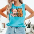 Capybara Axolotl Kawaii Kids Anime Book Lover Reading Comfort Colors Tank Top Light Green