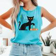 Cat Midcentury With Book And Coffee Atomic Age Mid Century Comfort Colors Tank Top Light Green
