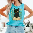 Cat Reading Book Flowers Comfort Colors Tank Top Light Green Cat Reading Book Flowers Comfort Colors Tank Top Light Green