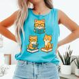 Cats Reading Book Lover Reading Bookworm Reader Comfort Colors Tank Top Light Green