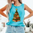 Christmas Book Tree Bookshelf Holiday For Readers Librarians Comfort Colors Tank Top Light Green