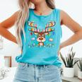 Christmas Librarian Reindeer Matching Family Book Lover Xmas Comfort Colors Tank Top Light Green