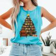 Christmas Tree Bookshelf Book Lover Library Comfort Colors Tank Top Light Green