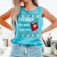 I Closed My Book To Be Here Ugly Christmas Sweater Comfort Colors Tank Top Light Green