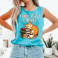 Coffee Cats & Books Lover For Women & Girls Coffee Comfort Colors Tank Top Light Green