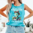 All The Cool Dinosaurs Are Reading Book Reader T-Rex Kawaii Comfort Colors Tank Top Light Green