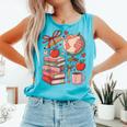 Coquette Teacher School Supplies Bows Books Globe Apple Cute Comfort Colors Tank Top Light Green