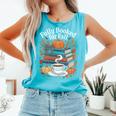 Cozy Autumn Books Fully Booked For Fall Books Pumpkin Comfort Colors Tank Top Light Green