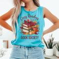 Cozy Readers Book Society Fall Autumn Floral Pumpkin Season Comfort Colors Tank Top Light Green