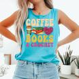 Crochet Coffee Reading Books Crocheter Crocheting Comfort Colors Tank Top Light Green