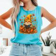 Cute Autumn Gnome Reading Pumpkin Book Lover Comfort Colors Tank Top Light Green