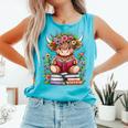 Cute Baby Highland Cow With Reading Book Bookworm Comfort Colors Tank Top Light Green Cute Baby Highland Cow With Reading Book Bookworm Comfort Colors Tank Top Light Green