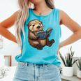 Cute Book Sea Otter Comfort Colors Tank Top Light Green Cute Book Sea Otter Comfort Colors Tank Top Light Green