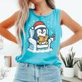 Cute Christmas Penguin Reading Book Cozy Winter Holiday Art Comfort Colors Tank Top Light Green