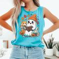 Cute Cozy Ghost Reading With Cat Book Lover Autumn Fall Comfort Colors Tank Top Light Green Cute Cozy Ghost Reading With Cat Book Lover Autumn Fall Comfort Colors Tank Top Light Green