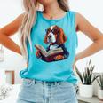 Cute Dog Basset Hound Reading Book Comfort Colors Tank Top Light Green Cute Dog Basset Hound Reading Book Comfort Colors Tank Top Light Green